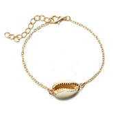 White and Gold Seashell Ankle Bracelet