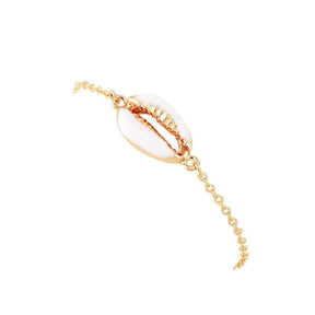 White and Gold Seashell Ankle Bracelet