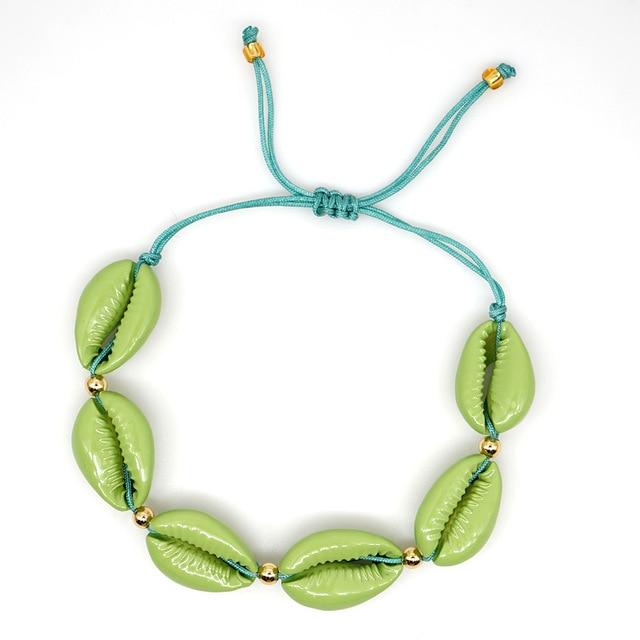 Green Cowrie Shell Bracelet