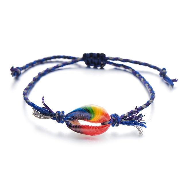 Seashell Univalve Cowrie Blue Bracelet