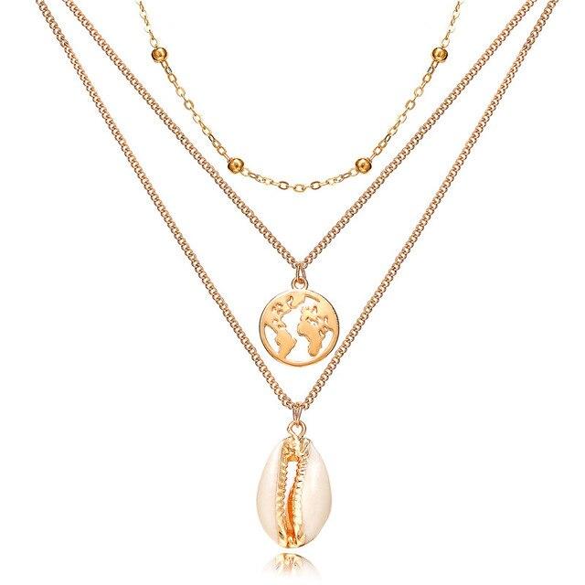 Golden Shell Pendant Necklace
