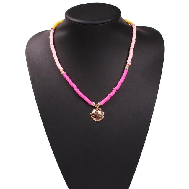 Yellow and Pink Shell Necklace