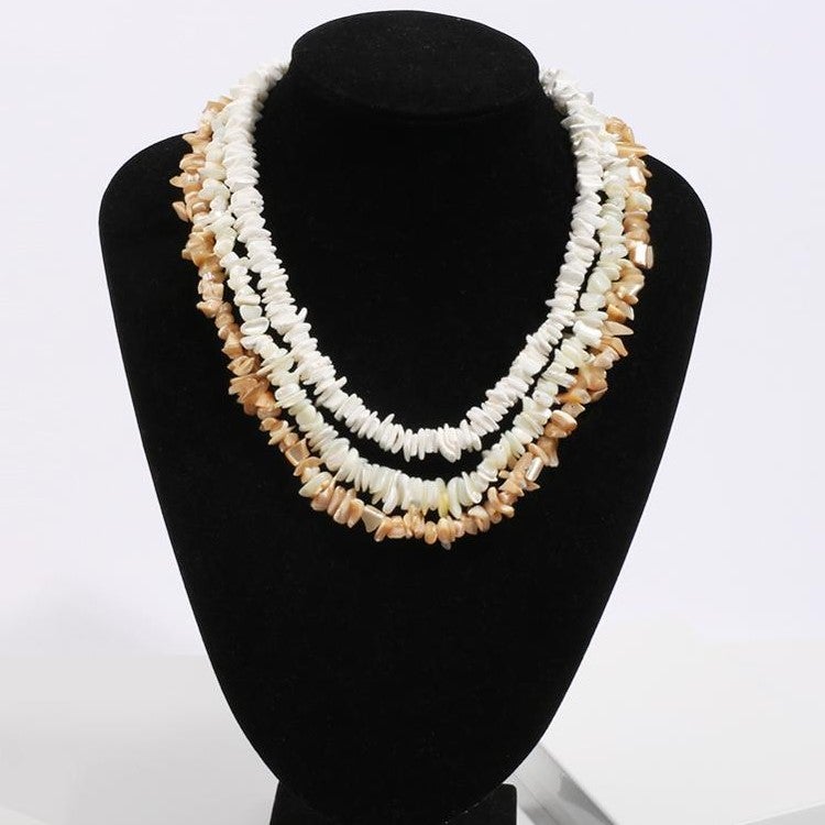 Flat Brown Shell Bead Necklace