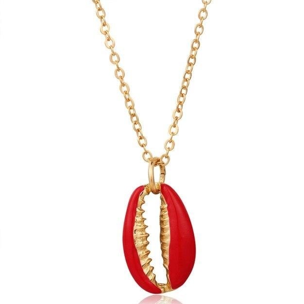 Red Cowrie Shell Pendant