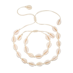 Pack: Necklace + Bracelet with Cowrie Shells