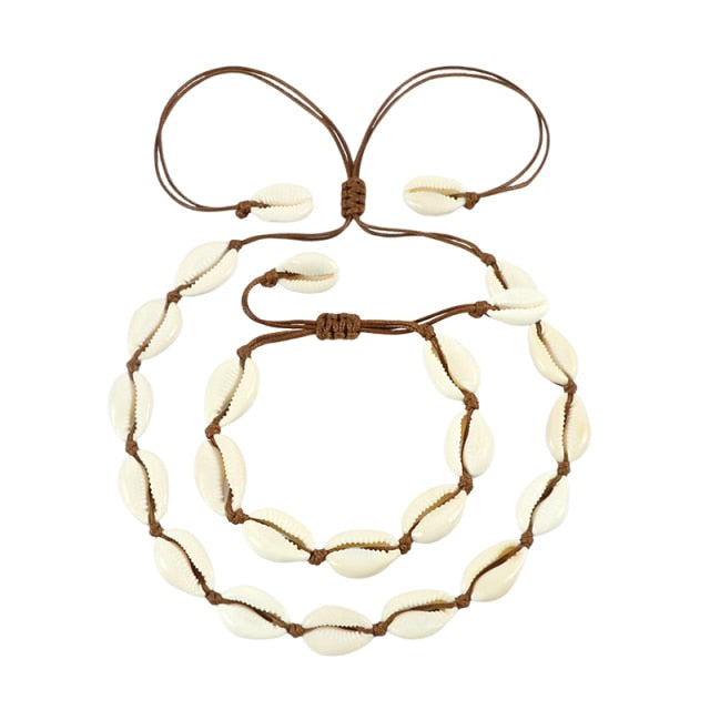 Necklace and Bracelet with Cowrie Shells